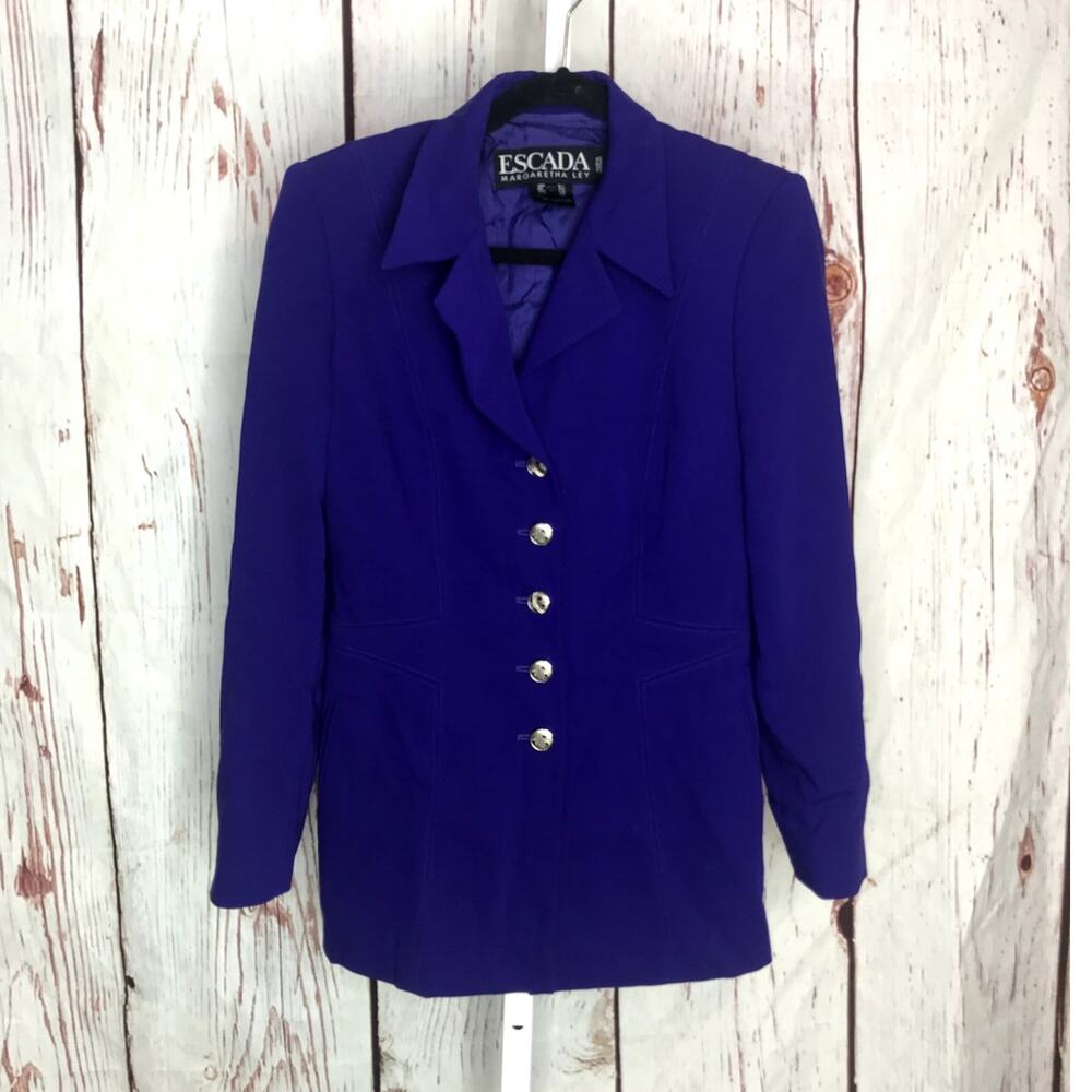 Vintage Escada blue wool front button down blazer